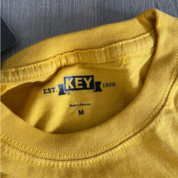 KEY Men's Mustard Yellow Crew Neck Heavyweight Long Sleeve Pocket T-Shirt - M - Picture 4 of 6